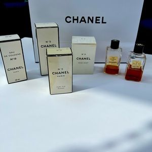 Vintage Chanel perfume, lotion and purse perfume bottle